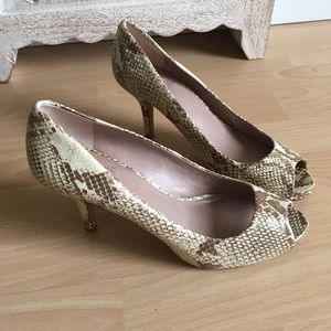 Vince Camuto snakeskin peep-toe heels